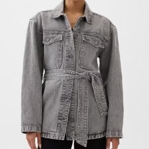 Gap Grey Wash Belted Denim Shirt Jacket